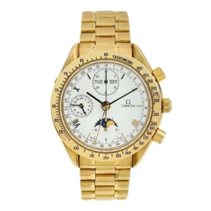 Omega Speedmaster 18k Yellow Gold White Dial 39mm Automatic Mens Watch 175.0034