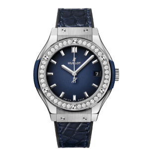 Hublot Classic Fusion Titanium Blue Dial 33mm Auto Women's Watch 585.NX.7170.NX