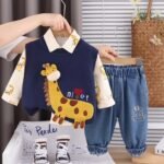 Giraffe love knit 3-piece set